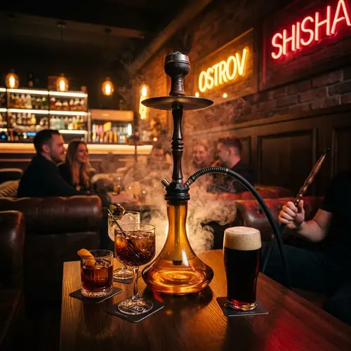 Atmosféra luxusního shisha baru v centru Ostravy s vodními dýmkami a drinky